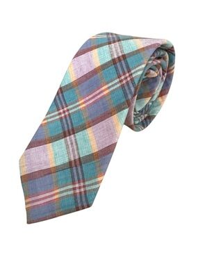 BERT PULITZER Plaid Tie Made in USA Pastel Madras‎ Preppy Ivy Summer Wedding